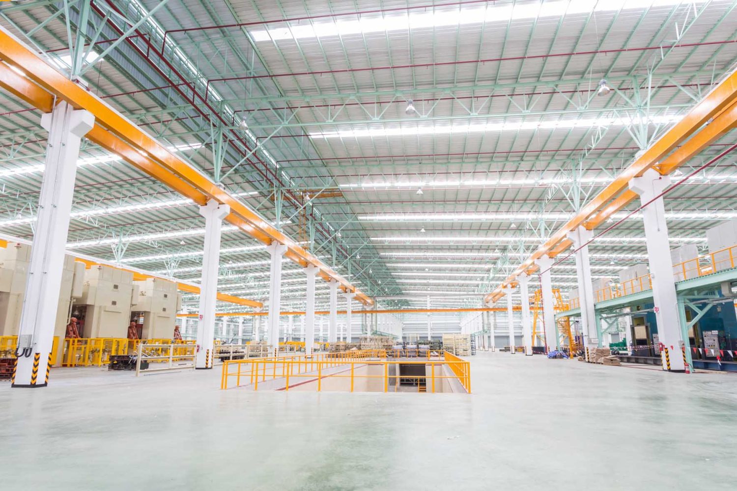 Factory workshop interior and machines